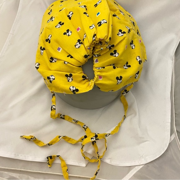 Vintage Yellow Mickey Mouse Disney Bonnet Hat Visor KIDS CHILD Size Tie Back - Picture 3 of 12